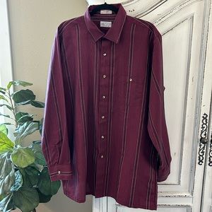 Vintage Courtney Permanent Press Burgundy Long Sleeve Button Up Shirt XLT